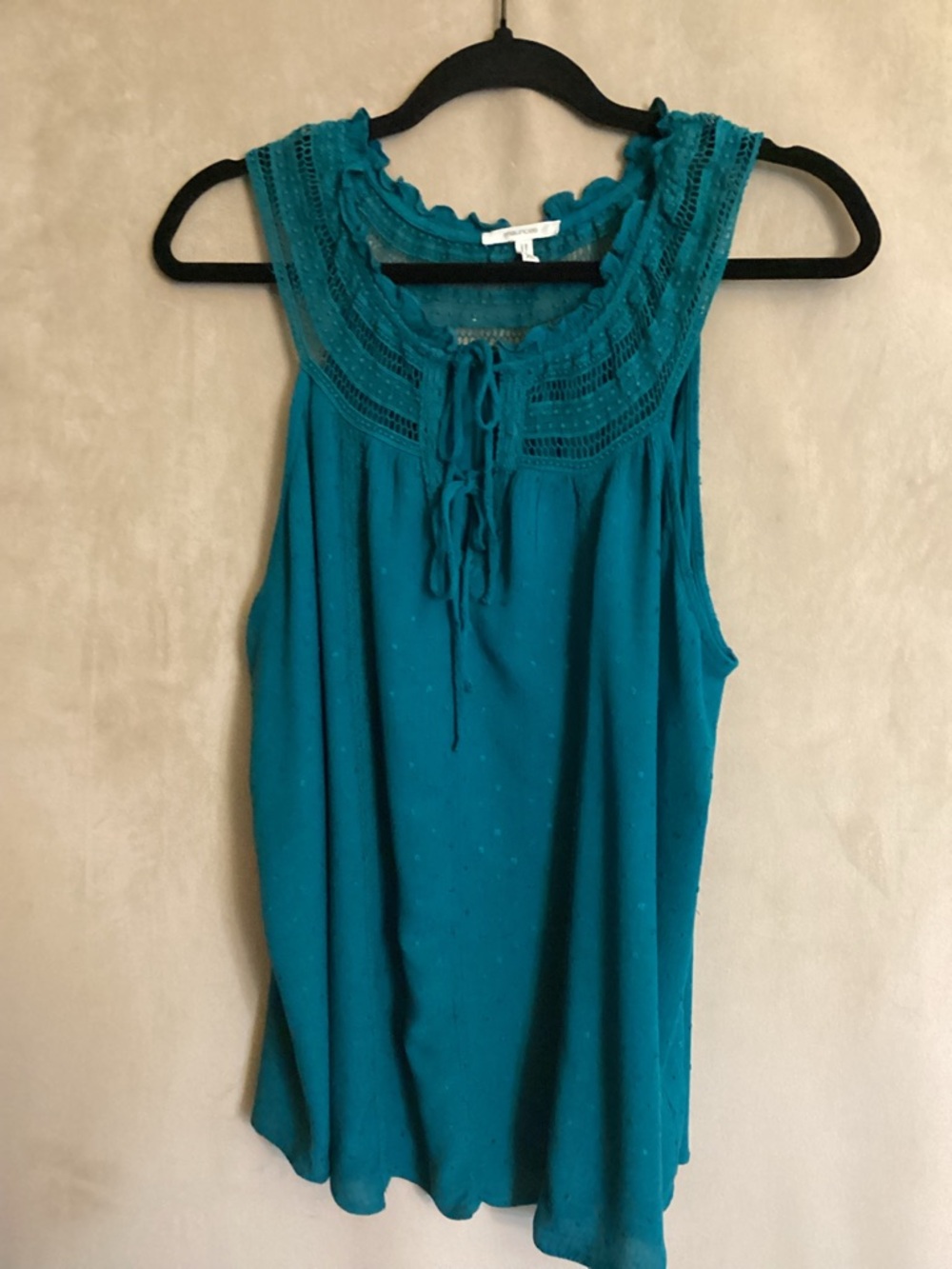 Maurices Teal Sleeveless Crochet-Yoke Camisole